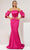 Cristallini Satin Lily CA17 - Off Shoulder Peplum Evening Gown Special Occasion Dress XS / Fuchsia