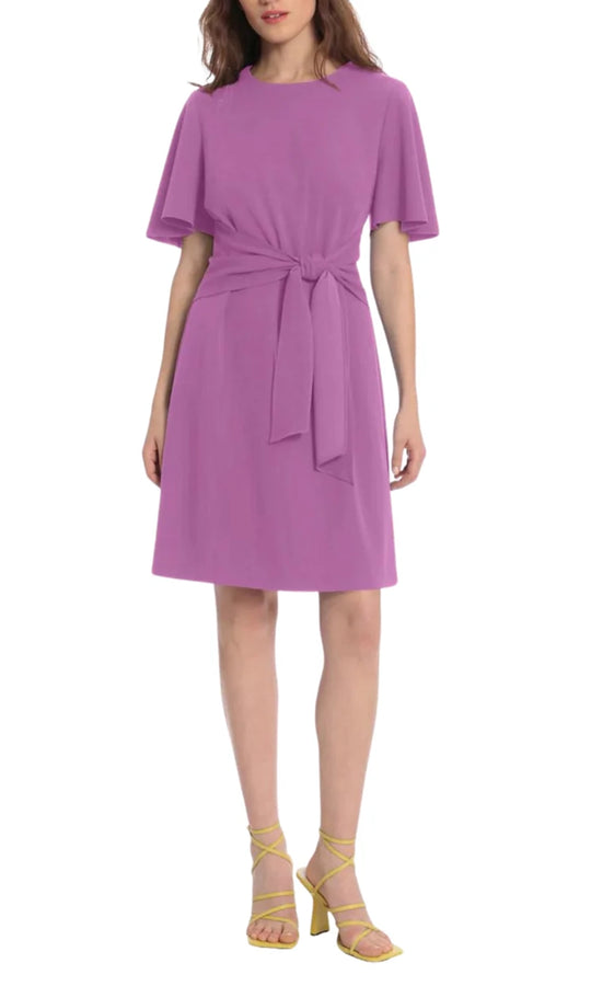 Donna Morgan D6891M - Short Flutter Sleeve A-Line Dress