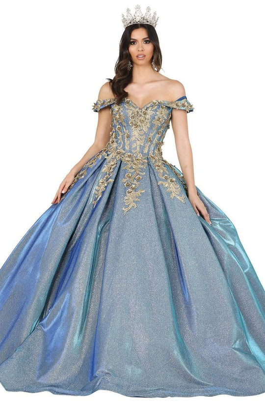 Dancing Queen - 1504 Embroidered Off-Shoulder Pleated Ballgown