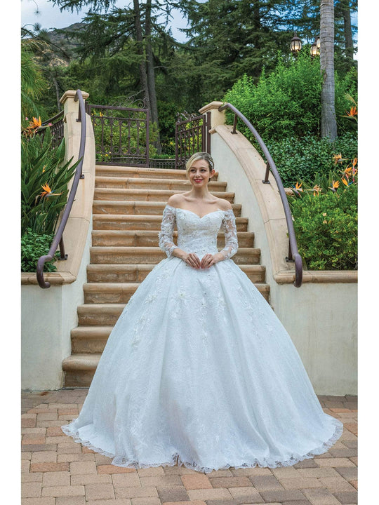 Dancing Queen 0165 - Off-Shoulder Floral Embellished Ballgown