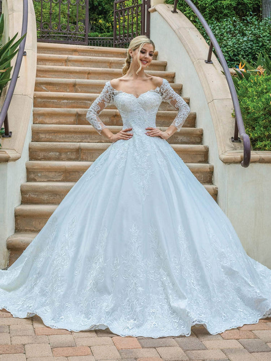 Dancing Queen 0172 - Lace Applique Long Sleeve Ballgown