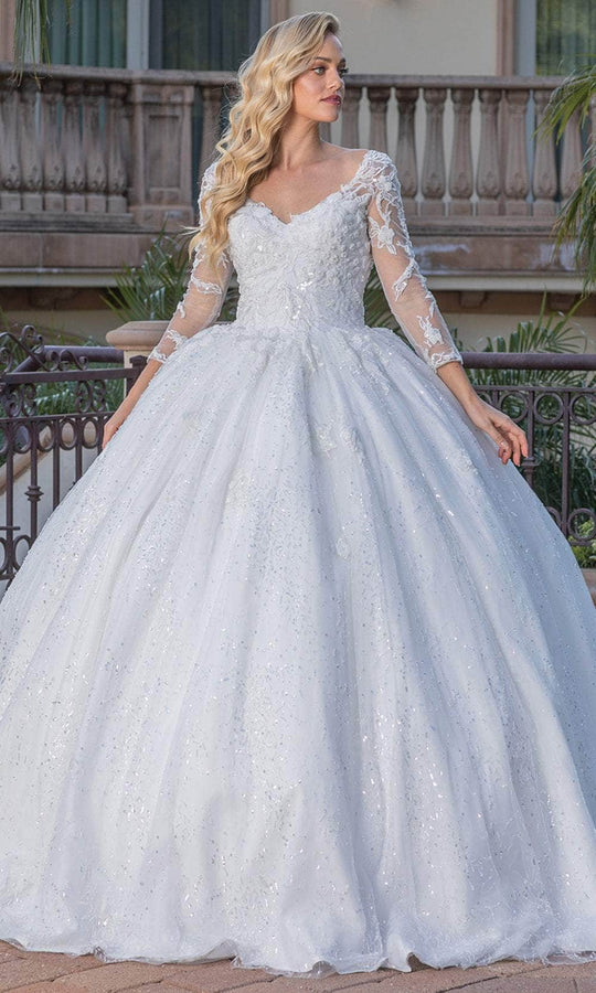 Dancing Queen 0185 - V-Neck Bead Embellished Ballgown