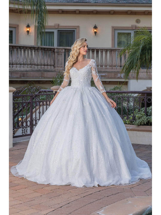Dancing Queen 0185 - V-Neck Bead Embellished Ballgown