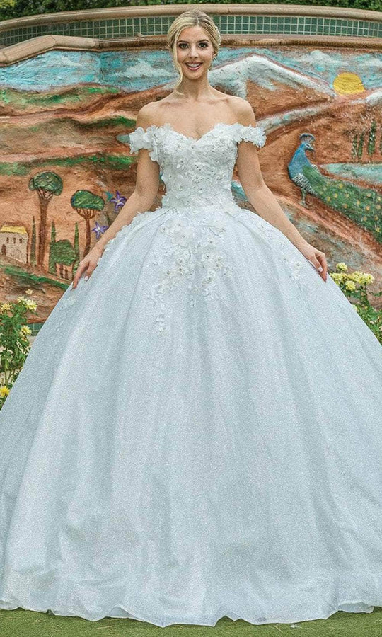 Dancing Queen 0213 - Off-Shoulder 3D Floral Embellished Ballgown