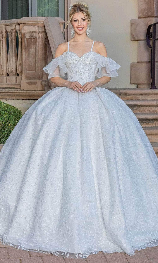 Dancing Queen 0228 - Cold Shoulder Embroidered Ballgown
