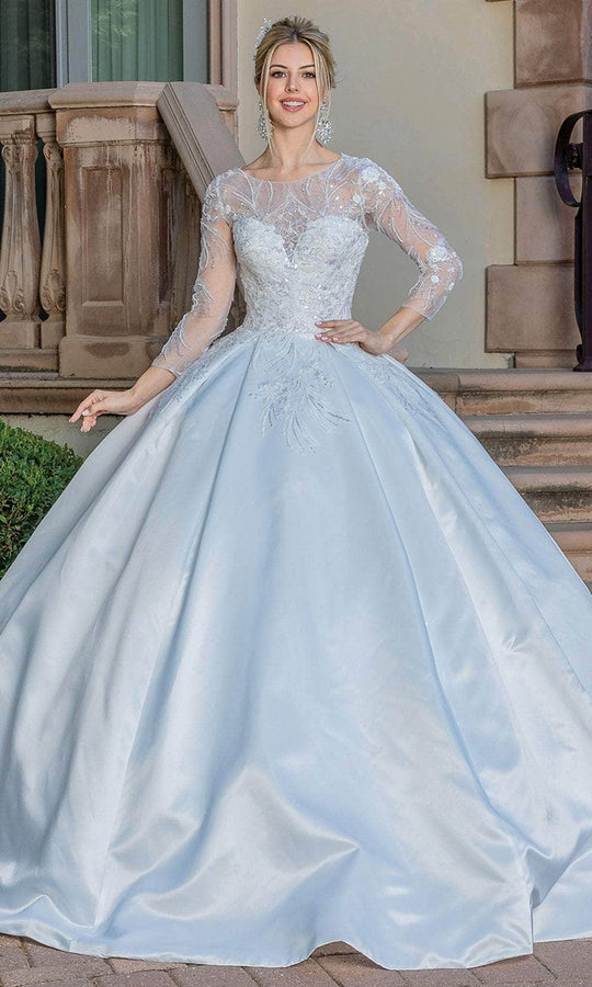 Dancing Queen 0242 - Illusion Long Sleeve Ballgown