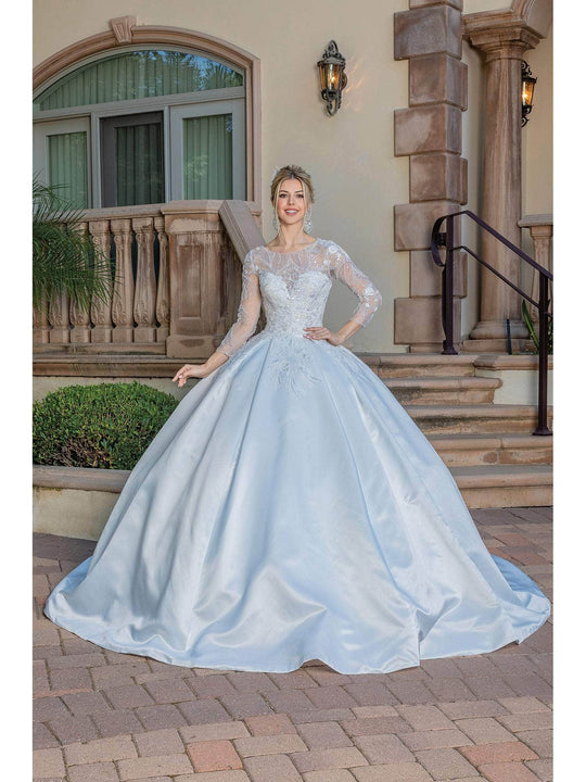 Dancing Queen 0242 - Illusion Long Sleeve Ballgown