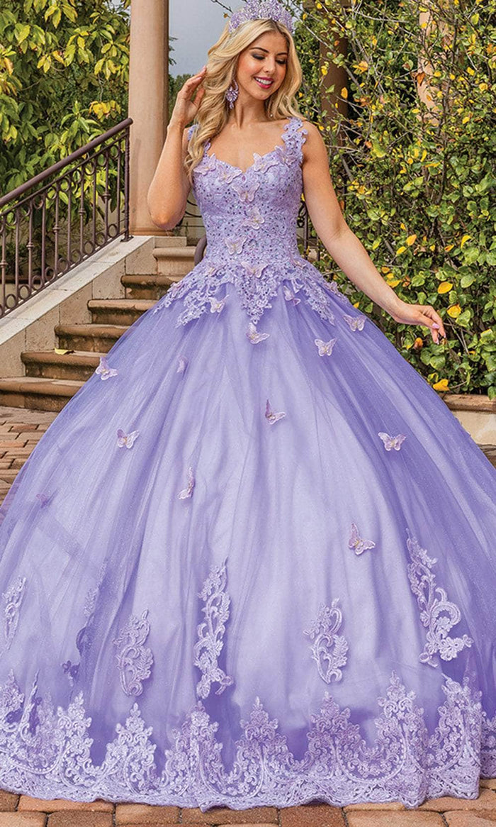 Dancing Queen 1411A - Appliqued Embroidered Long Gown Ball Gowns XS / Lilac