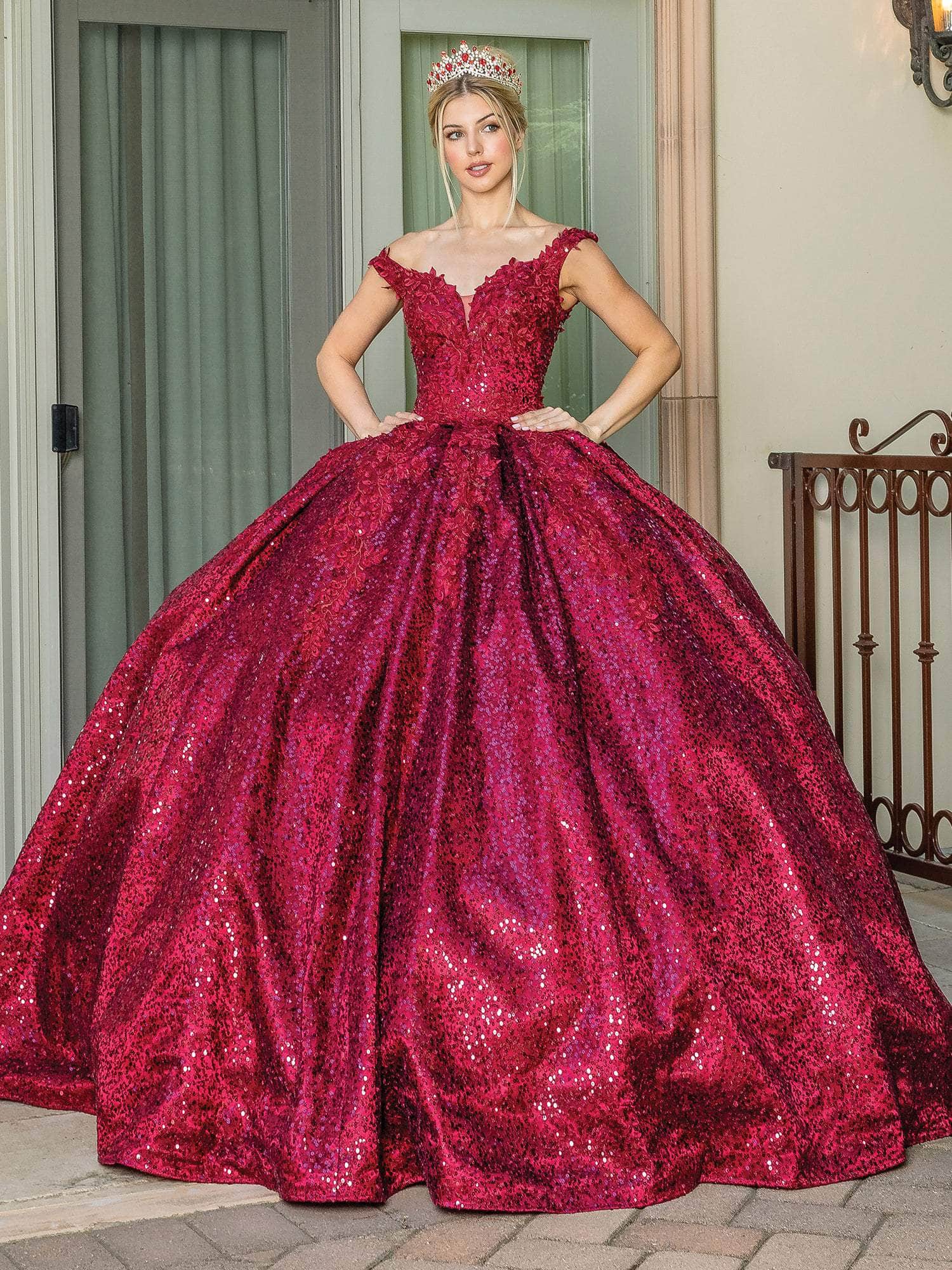 Dancing Queen 1624 Long Quinceanera Dress Burgundy / XSmall Dancing Queen 1624 Long Quinceanera Dress Burgundy / XSmall