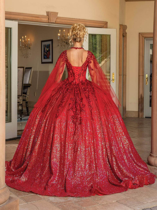 Dancing Queen 1776 - Bell Sleeve Glitter Ballgown