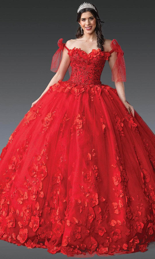Dancing Queen 1792 - 3D Floral Applique Bow Sleeve Gown