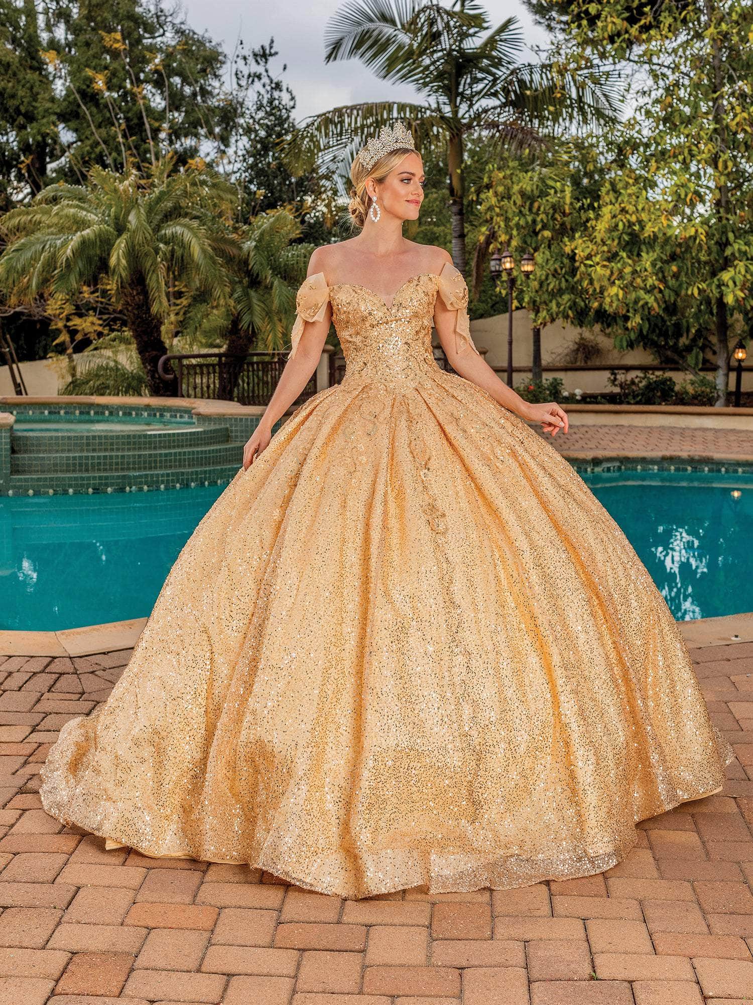 Dancing Queen 1804 Long Quinceanera Dress Rose Gold / Small Dancing Queen 1804 Long Quinceanera Dress Rose Gold / Small