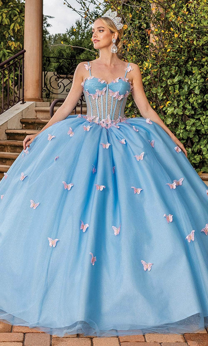 Dancing Queen 1815 - Butterfly Applique Ballgown Ball Gowns XS / Bahama Blue