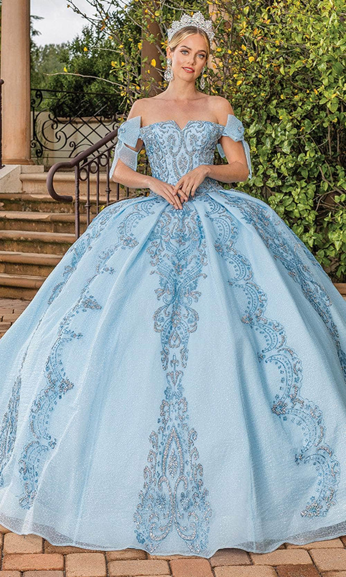 Dancing Queen 1827 - Bow Sleeve Sweetheart Ballgown Special Occasion Dress XS / Sky Blue