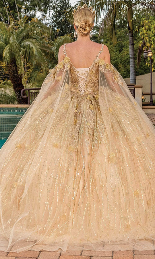 Dancing Queen 1830 - Cape Sleeve Embellished Ballgown