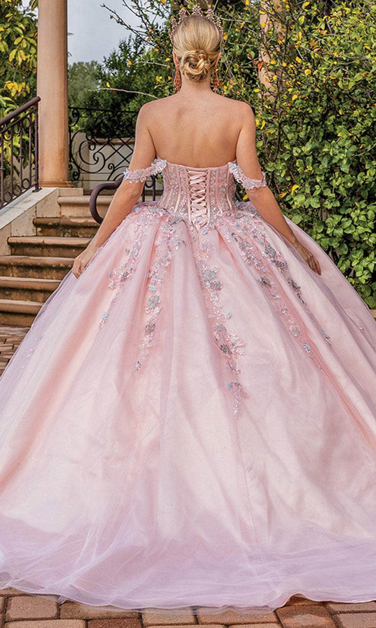 Dancing Queen 1836 - Floral Beaded Lace-Up Ballgown