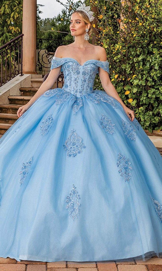 Dancing Queen 1863 Long Quinceanera Dress Bahama Blue / XLarge Dancing Queen 1863 Long Quinceanera Dress Bahama Blue / XLarge