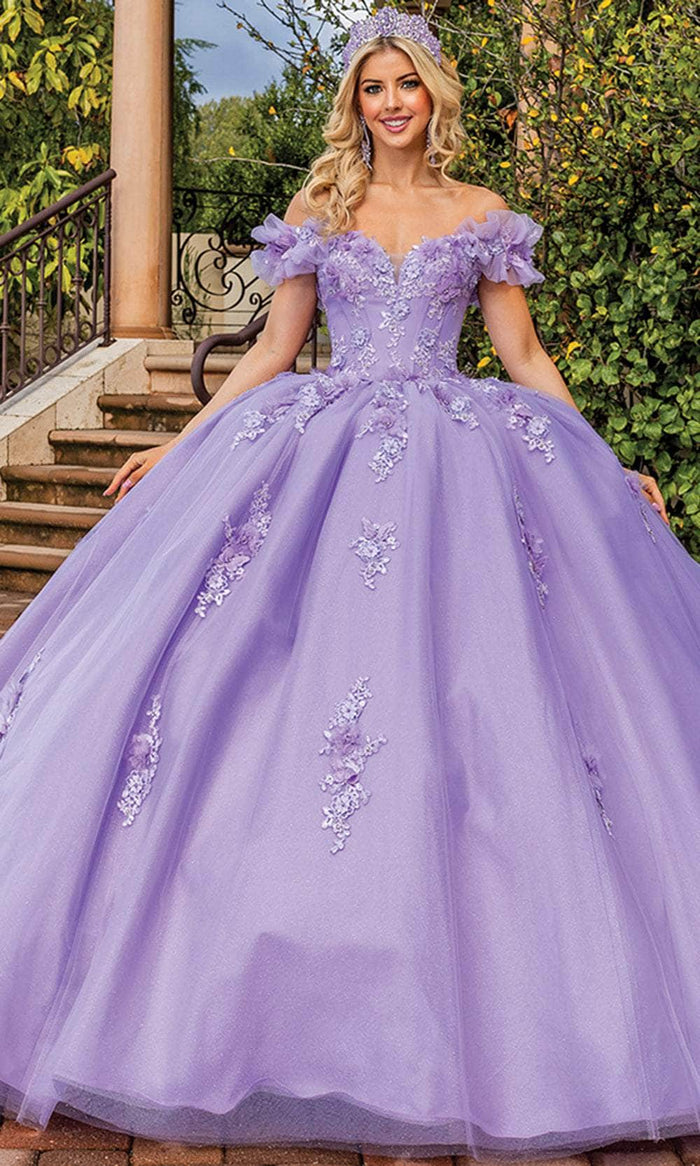 Dancing Queen 1870 - Ruffled Strap Floral Ballgown Special Occasion Dress XS / Lilac