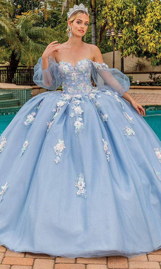 Dancing Queen 1871 - Puff Sleeves Floral Ballgown