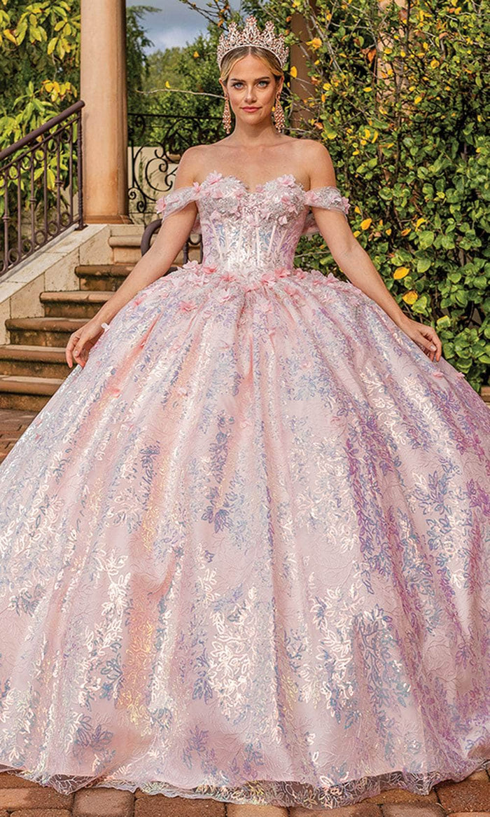 Dancing Queen 1895 - Floral Applique Embroidered Gown Ball Gowns XS / Blush