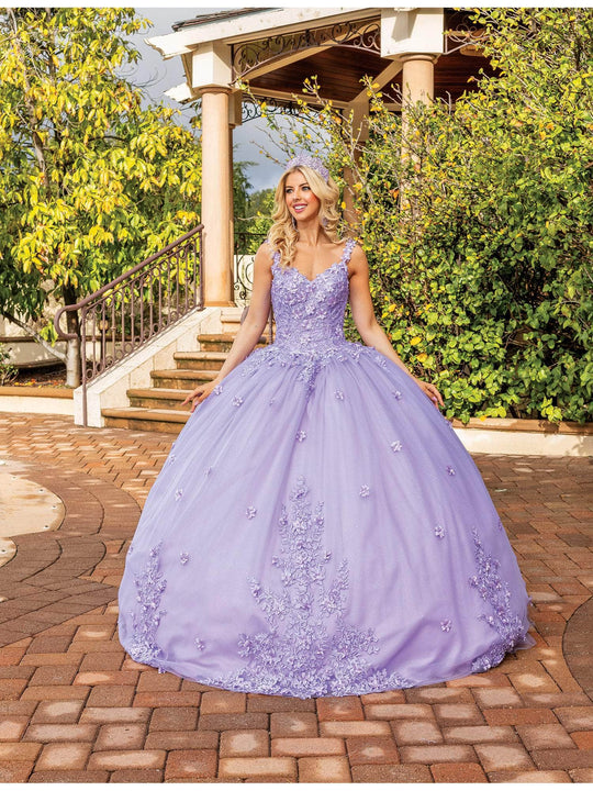 Dancing Queen 1898 - Floral Appliqued Sleeveless Ballgown