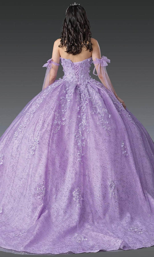 Dancing Queen 1905 - Floral Appliqued Sweetheart Glitter Ballgown