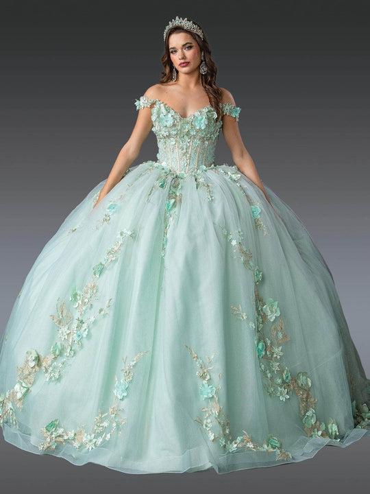 Dancing Queen 1918 - Floral Appliqued Off Shoulder Ballgown