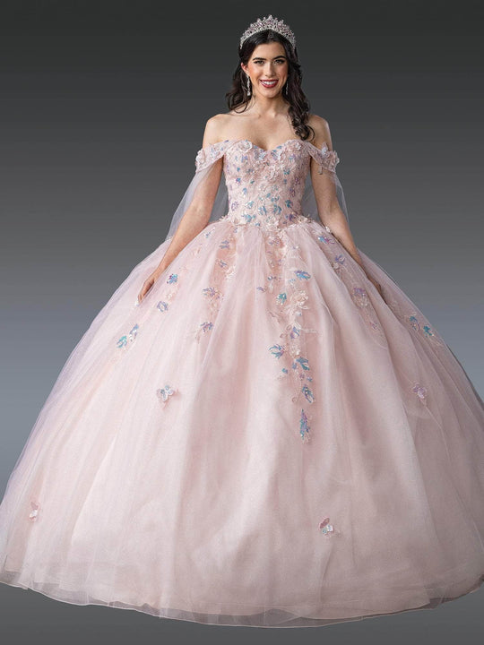 Dancing Queen 1919 - Butterfly Applique Ballgown with Sheer Cape