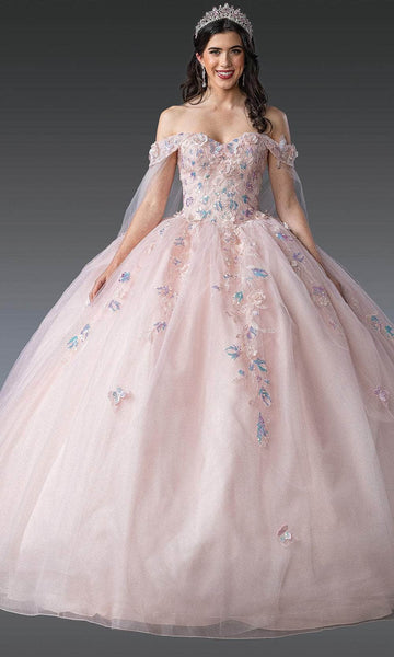Dancing Queen 1919 Long Quinceanera Dress Blush / 2XLarge Dancing Queen 1919 Long Quinceanera Dress Blush / 2XLarge