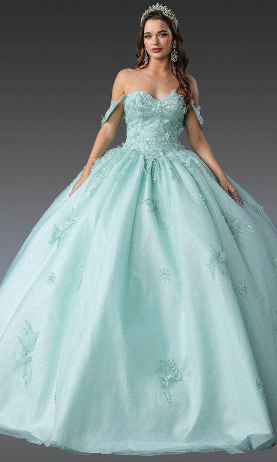 Dancing Queen 1922 - Embroidered Draped Off-Shoulder Gown