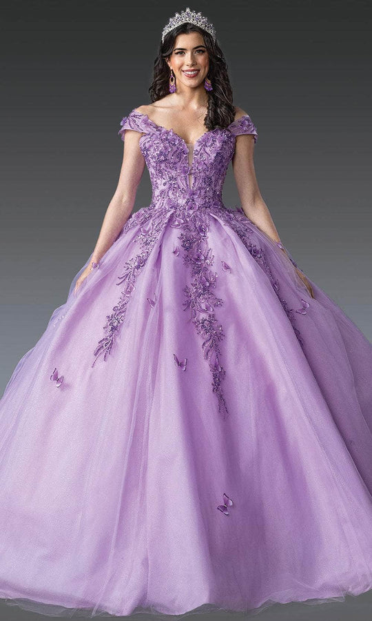 Dancing Queen 1923 - Butterfly Applique Off-Shoulder Gown