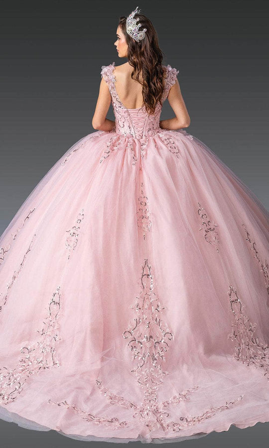Dancing Queen 1925 - Cap Sleeve Floral Embroidered Ballgown