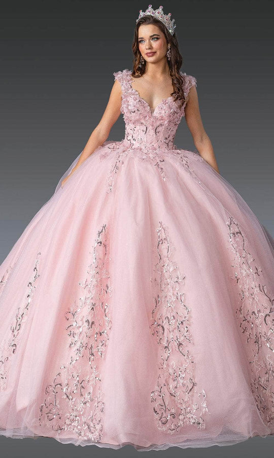 Dancing Queen 1925 - Cap Sleeve Floral Embroidered Ballgown