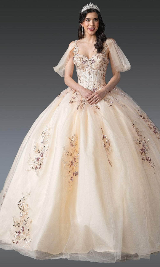 Dancing Queen 1926 - Embellished Corset Ballgown with Puff Sleeve