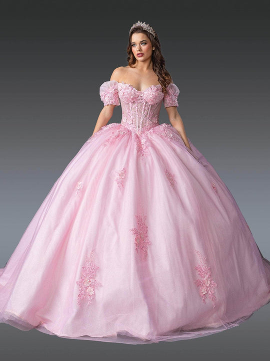 Dancing Queen 1932 - Puff Sleeve Floral Appliqued Ballgown