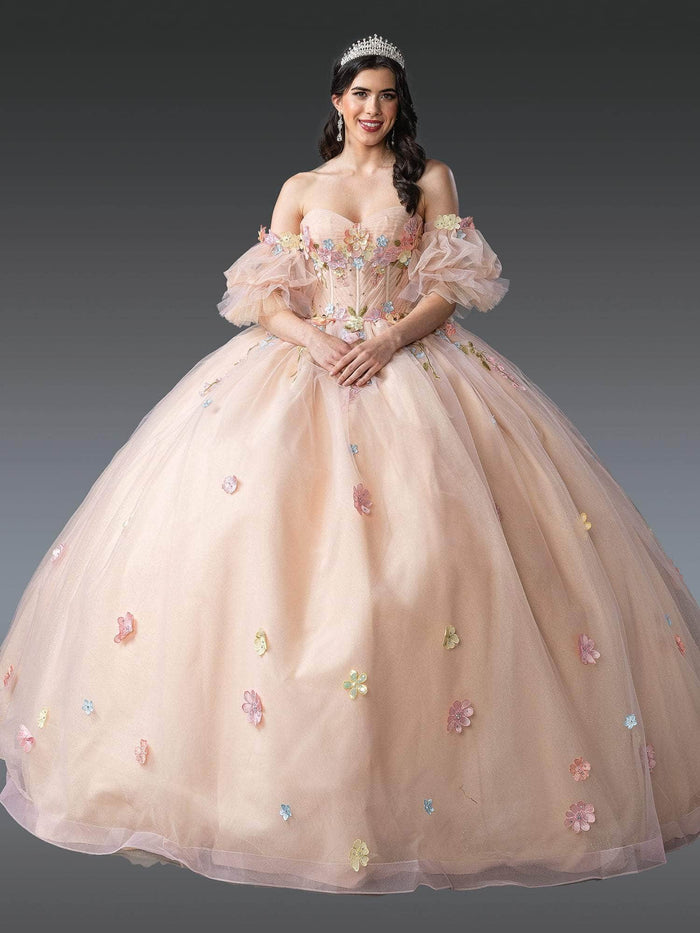 long sleeve champagne quince dress Dancing Queen 1946 Long Quinceanera Dress Champagne / 2XLarge