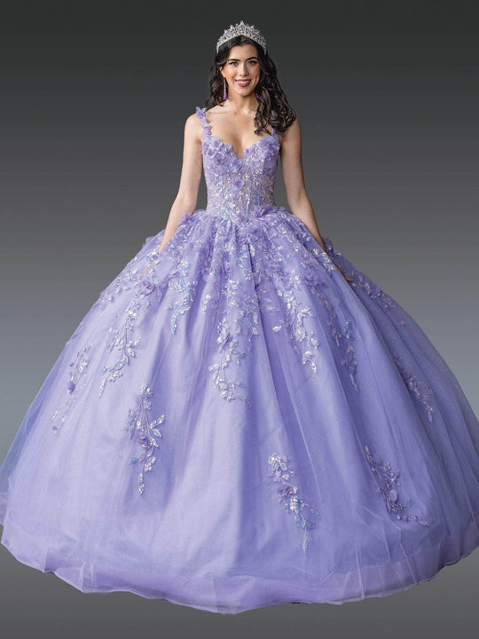 Dancing Queen 1948 - Floral Strap Embroidered Quinceanera Ballgown