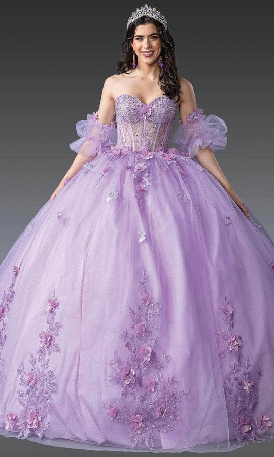 Dancing Queen 1949 - Appliqued Sheer Puff Sleeve Ballgown