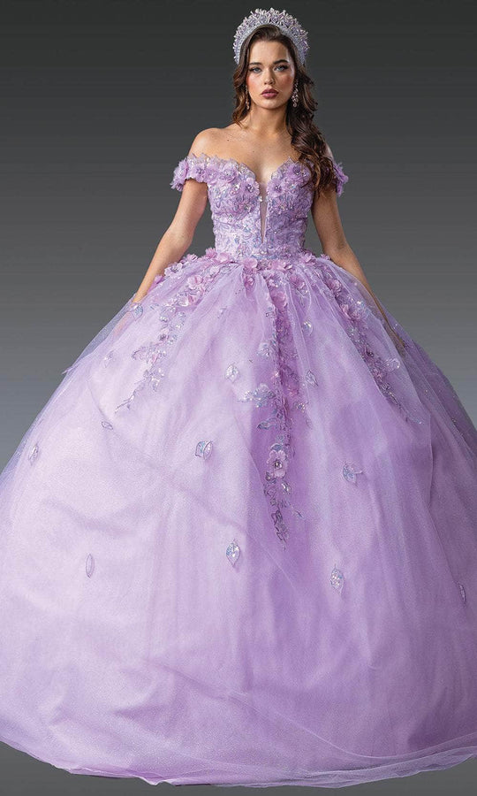 Dancing Queen 1951 - Floral Applique Plunging Sweetheart Ballgown