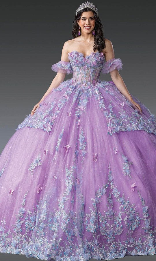 Dancing Queen 1961 - Off-Shoulder 3D Floral Quinceanera Gown