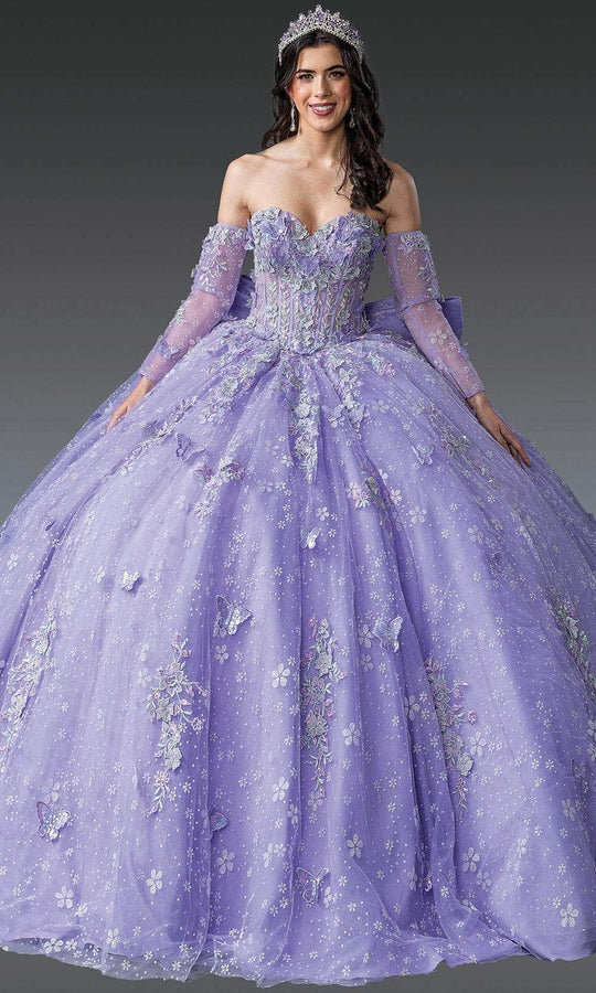 Dancing Queen 1965 - Embroidered Butterfly Strapless Ballgown