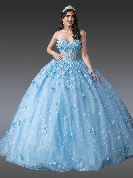 Dancing Queen 1972 - Floral Bodice Strapless Corset Ballgown
