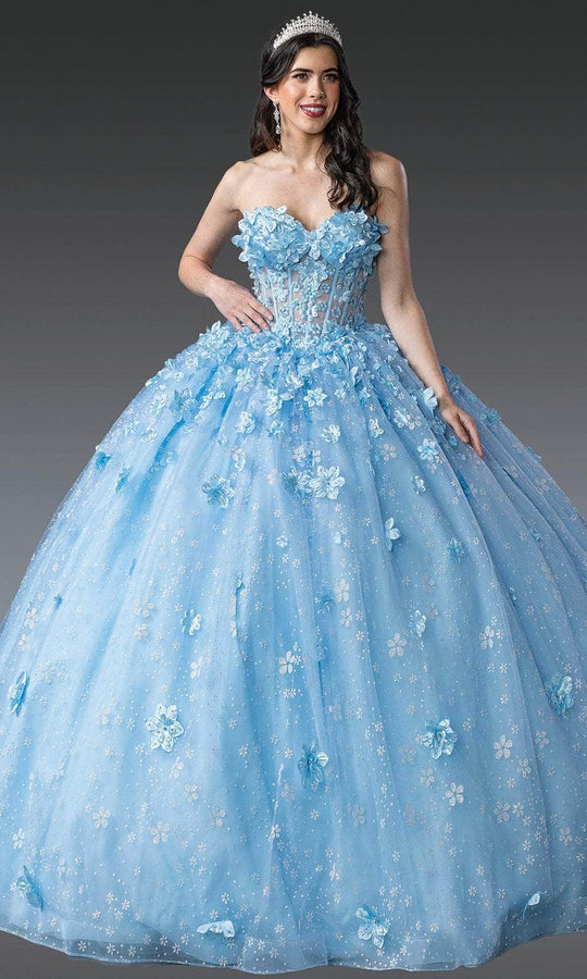 Dancing Queen 1972 - Floral Bodice Strapless Corset Ballgown