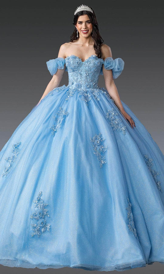 Dancing Queen 1976 - Floral Embroidered Puff Sleeve Ballgown