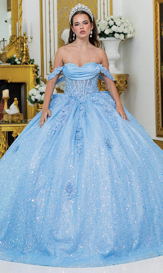 Dancing Queen 1984 - Floral Appliqued Glitter Sweetheart Ballgown