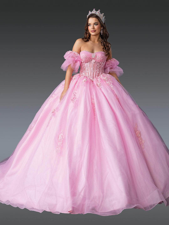 Dancing Queen 1988 - Floral Appliqued Puff Sleeve Ballgown