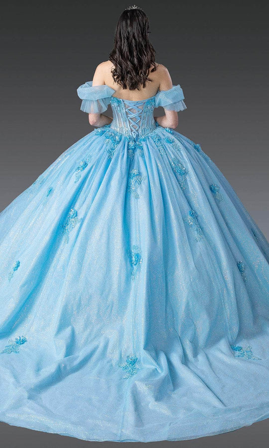Dancing Queen 1990 - Off Shoulder Puff Sleeve Embellished Ballgown