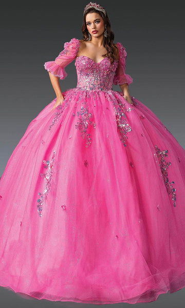 blue dress for baby girl Fuchsia Sleeveless Sequin Quinceanera Dress main image 1