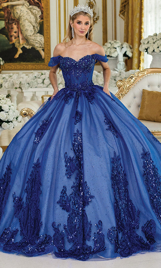 Dancing Queen 1997 - Draped Off Shoulder Embroidered Ballgown