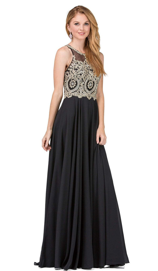 Dancing Queen - 2234 Sleeveless Illusion Jewel Lace Ornate Prom Gown